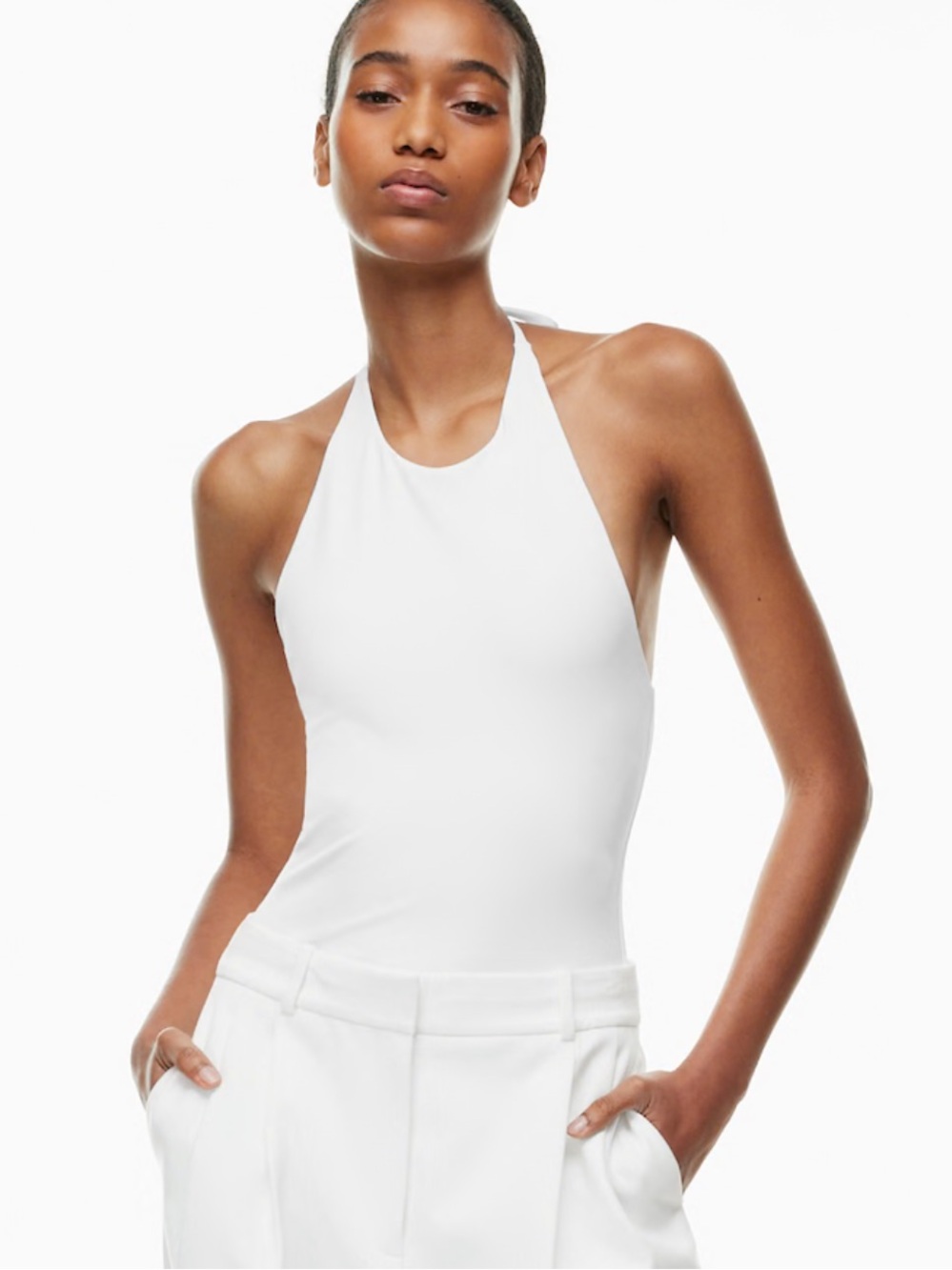 Aritzia contour White Wide-Leg Trousers with High Waist